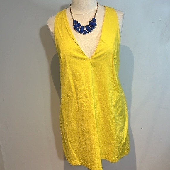 Free People yellow “V” neck mini dress size M/L - Picture 7 of 12